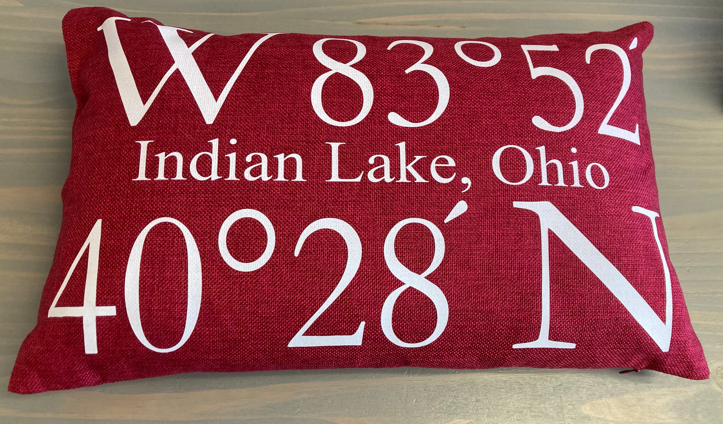 Indian Lake Coordinates Pillow 12x20