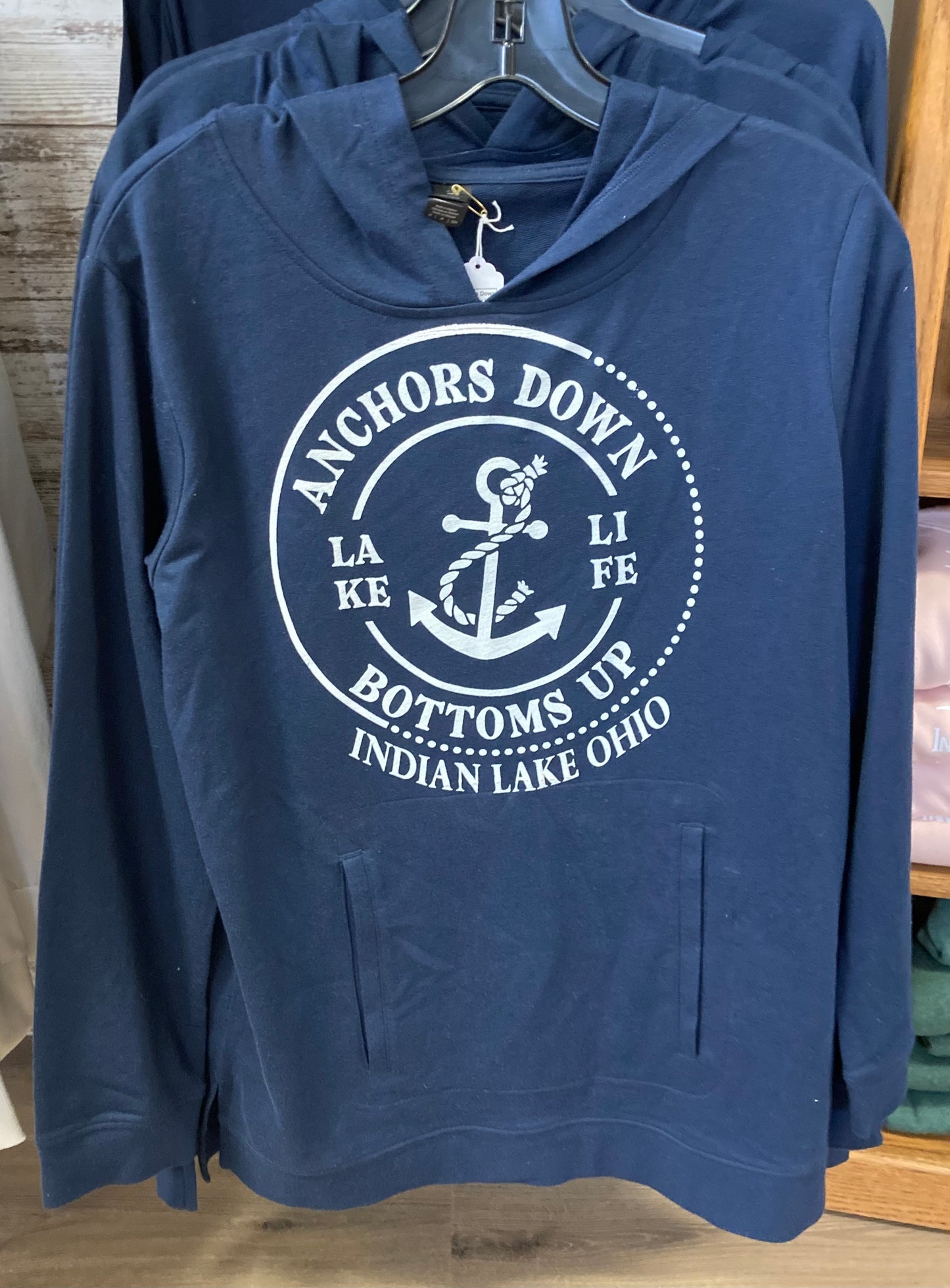 Anchors Down Bottoms Up Indian Lake Light Weight Hoodie