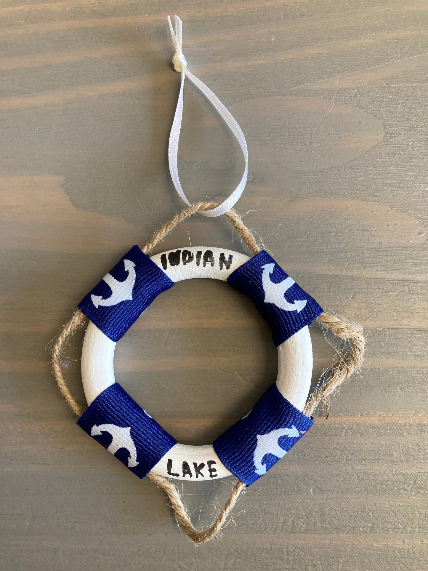 Indian Lake Life Preserver Ring Ornament