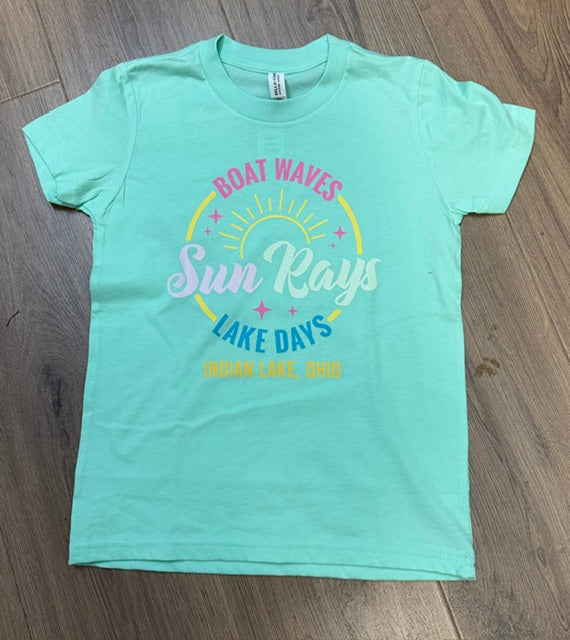 Boat Waves Sun Rays Lake Days Youth T-Shirt Short Sleeve