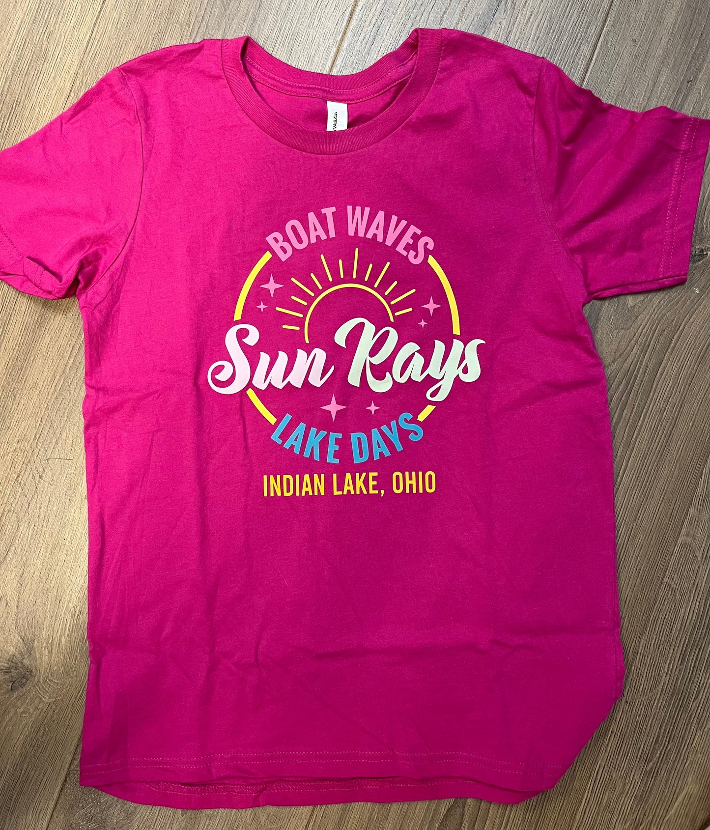 Boat Waves Sun Rays Lake Days Youth T-Shirt Short Sleeve