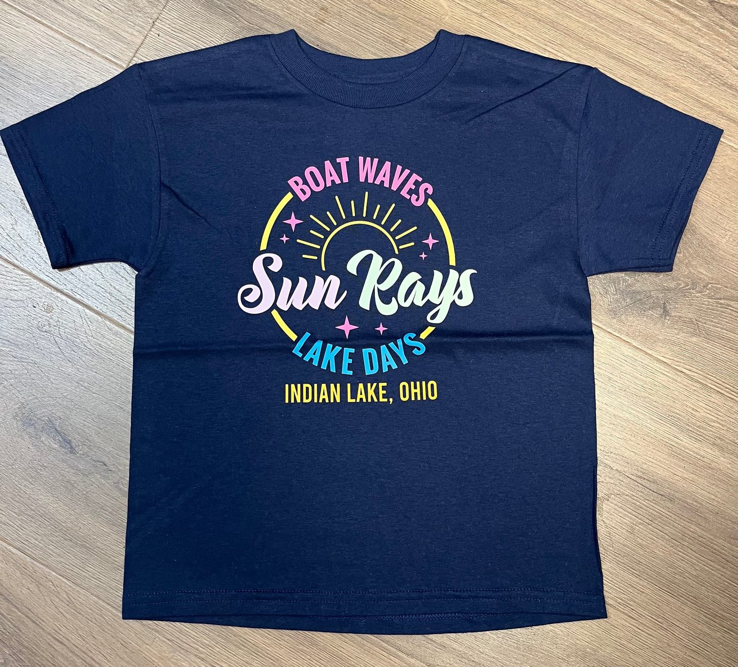 Boat Waves Sun Rays Lake Days Youth T-Shirt Short Sleeve