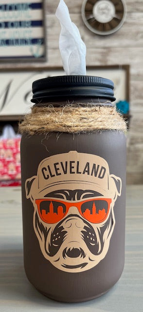Mason Jar Tissue Holder Cleveland Browns Dawg