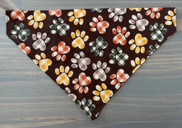 Dog Scarf - Thru the Collar Pet Neck Scarf - Fall Paw Print