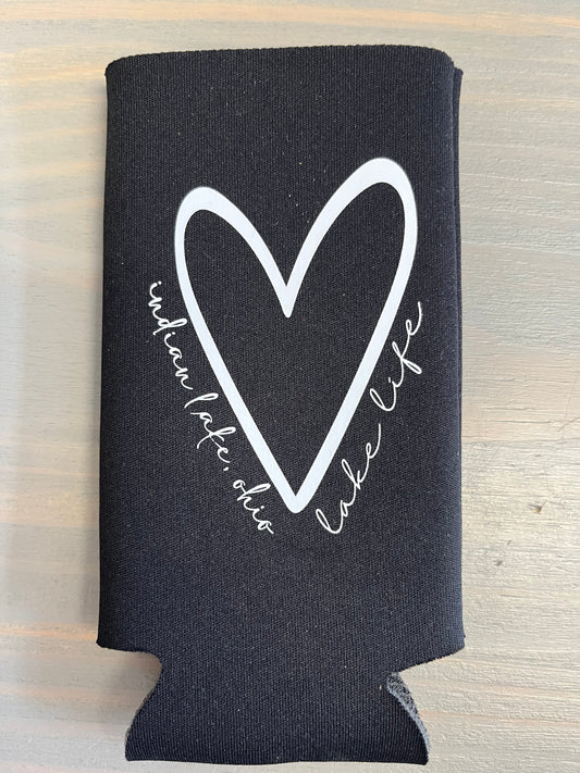 Heart Lake Life Indian Lake Tall Skinny Koozie