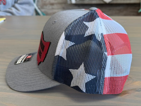 Indian Lake Ohio Red Leather Patch Richardson RWB Snapback