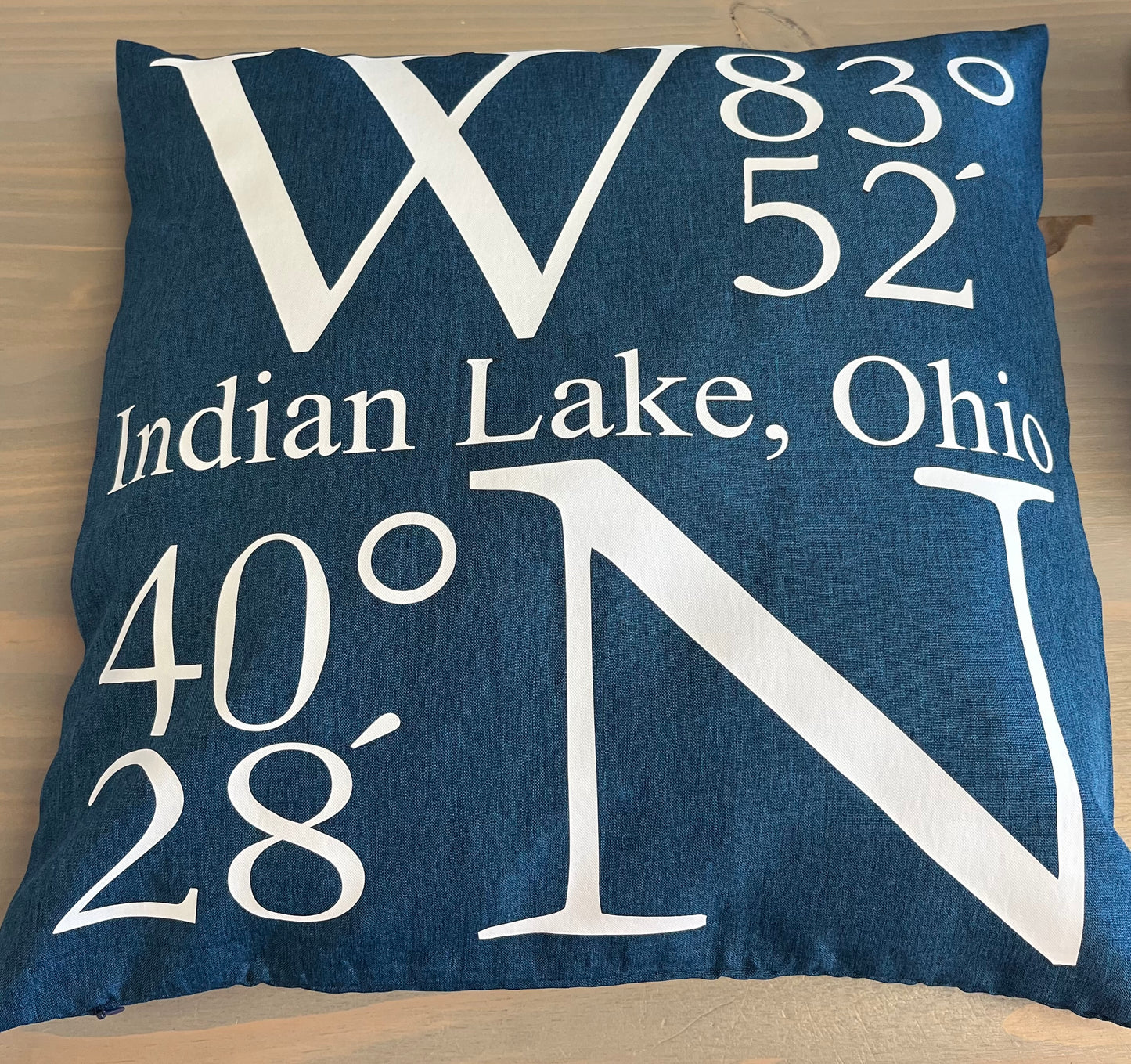 Indian Lake Coordinates Pillow 18x18
