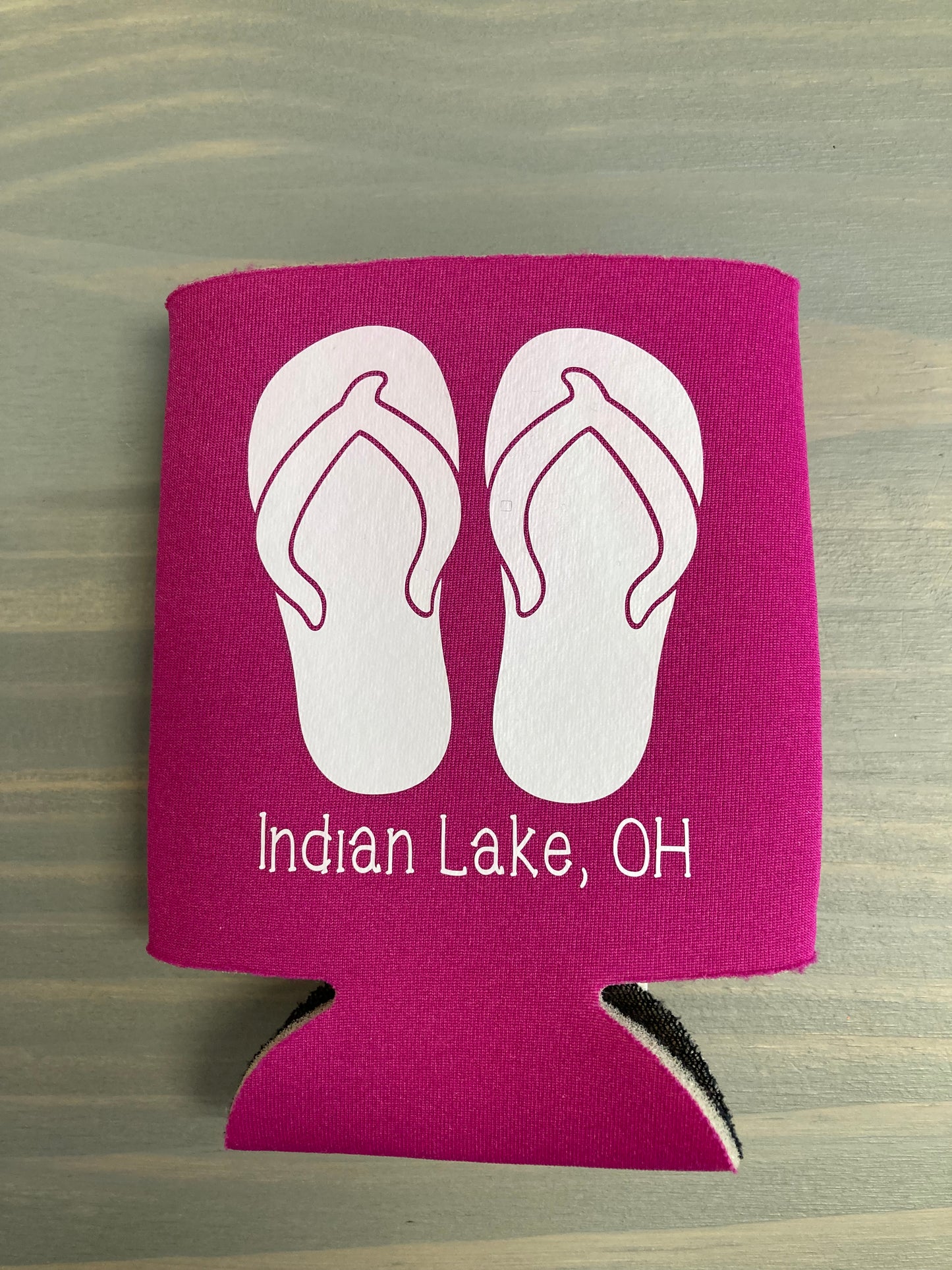 Indian Lake Flip Flops Koozie