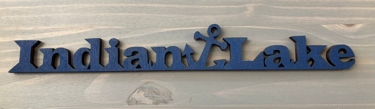 Indian Lake Laser Cut Out / Shelf Sitter with Anchor