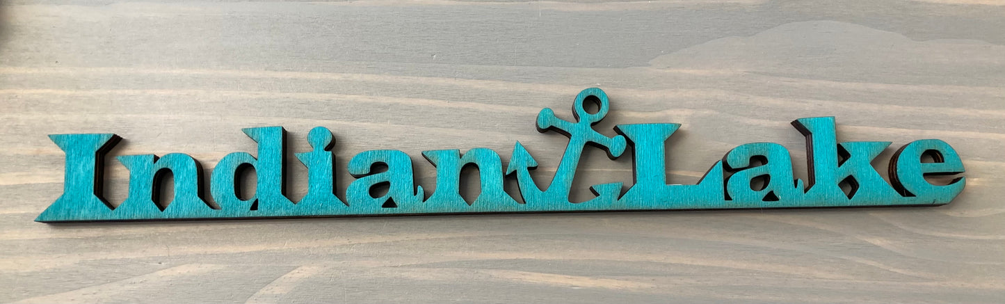 Indian Lake Laser Cut Out / Shelf Sitter with Anchor