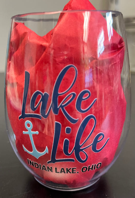 Disposable Indian Lake Wine Tumbler (Plastic)
