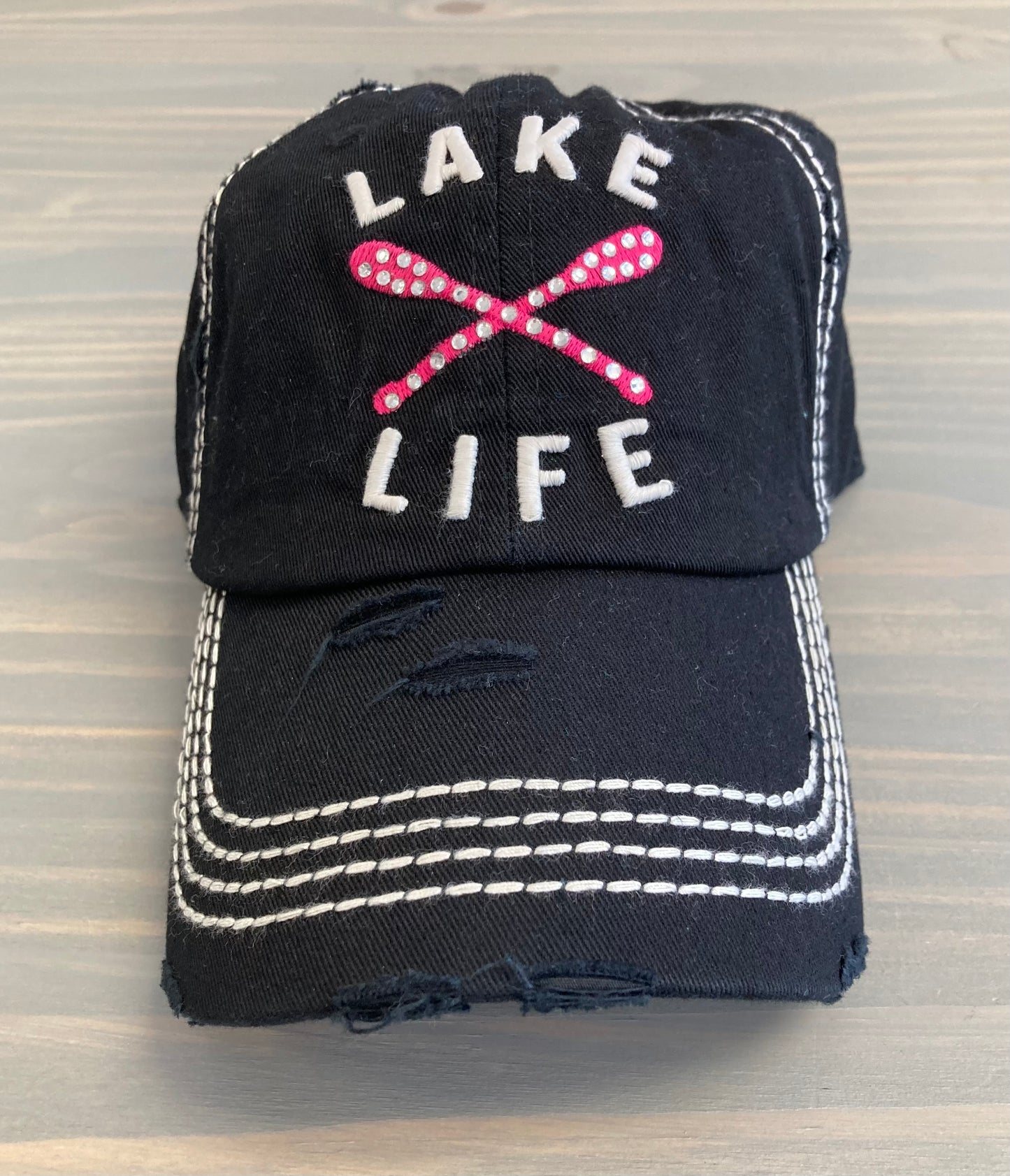 Ball Cap Vintage Style - Lake Life Rhinestone Oars