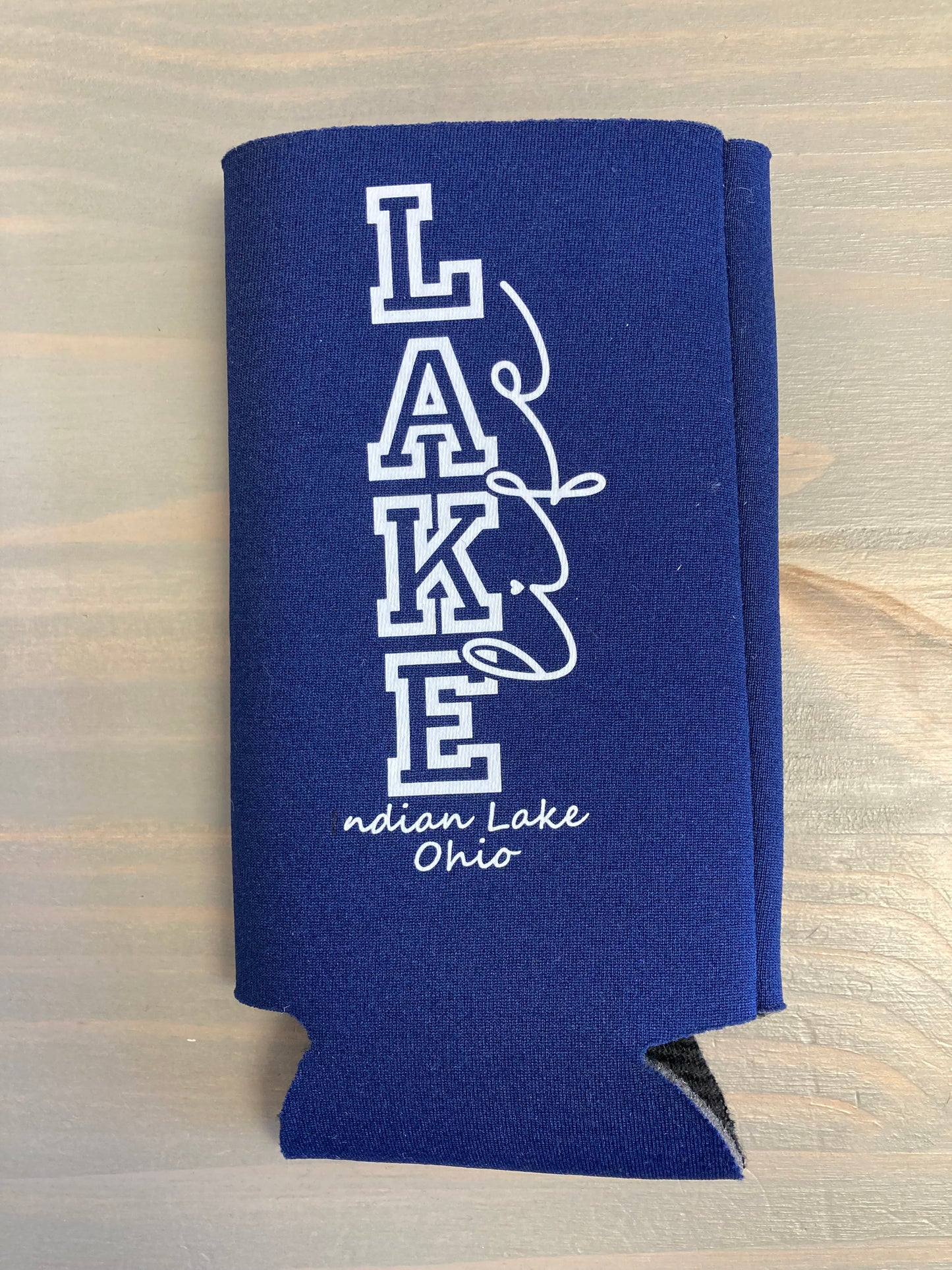 Lake Life Vertical Indian Lake Tall Skinny Koozie