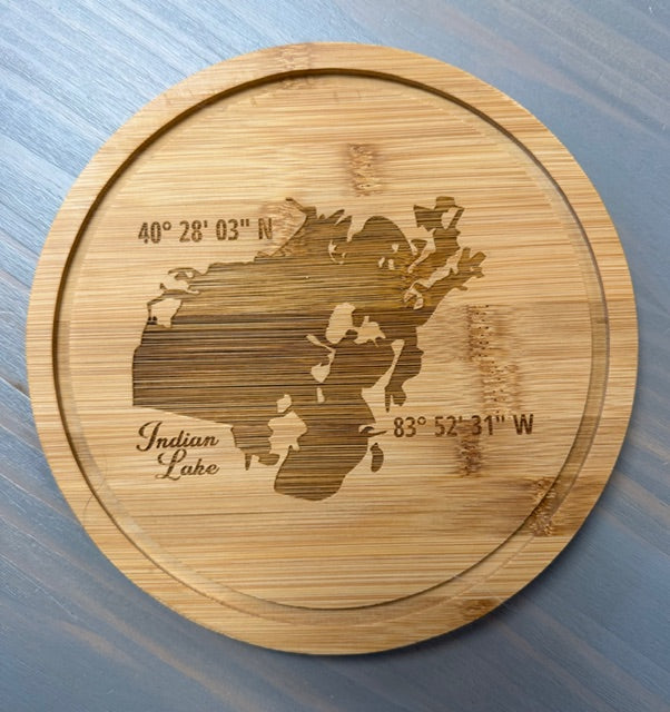 Indian Lake Ohio 8" Circle Cutting Board