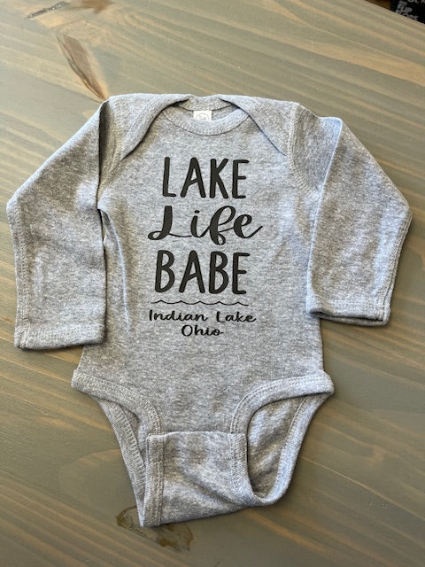Lake Life Babe Indian Lake Long Sleeve Onesie