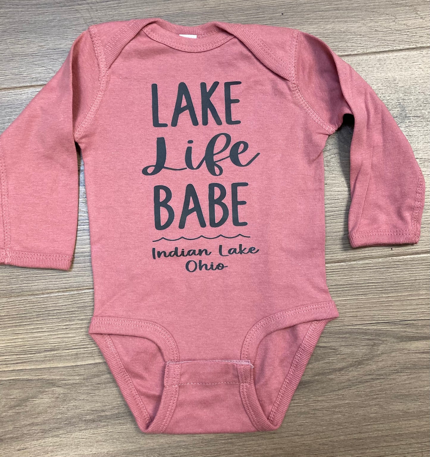 Lake Life Babe Indian Lake Long Sleeve Onesie