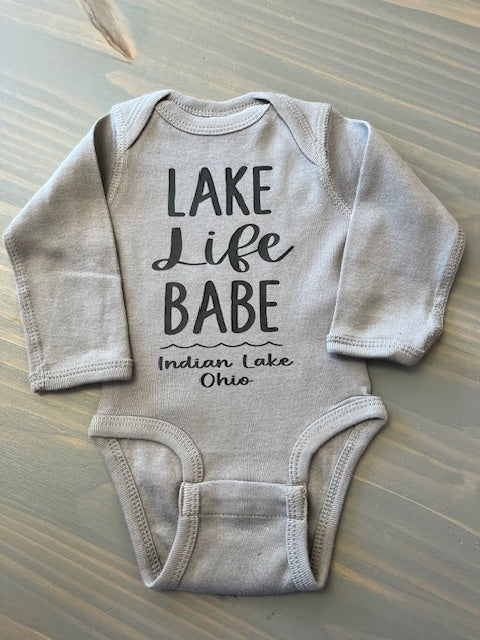 Lake Life Babe Indian Lake Long Sleeve Onesie