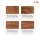 Wood Square Coaster Set - Mr & Mrs - 4/pk