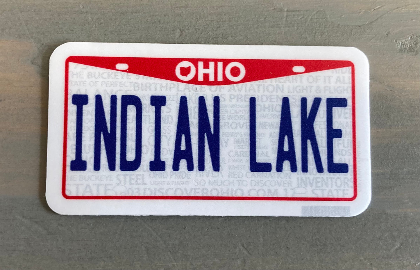 Souvenir Sticker - Ohio License Plate Indian Lake