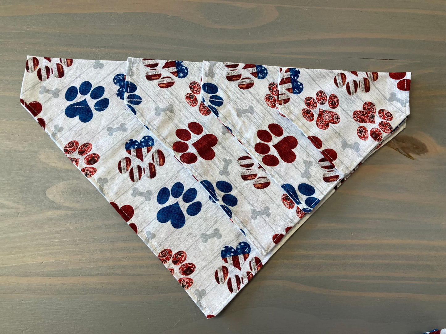 Dog Scarf - Thru the Collar Pet Neck Scarf - Patriotic Paw Prints