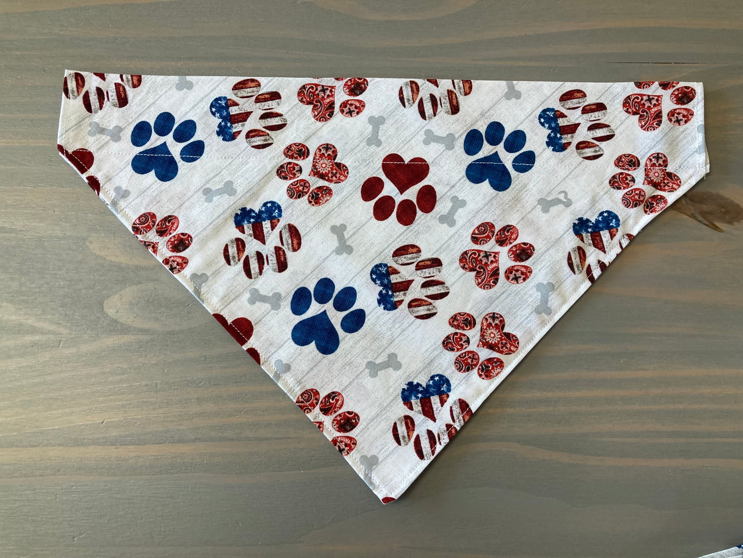 Dog Scarf - Thru the Collar Pet Neck Scarf - Patriotic Paw Prints