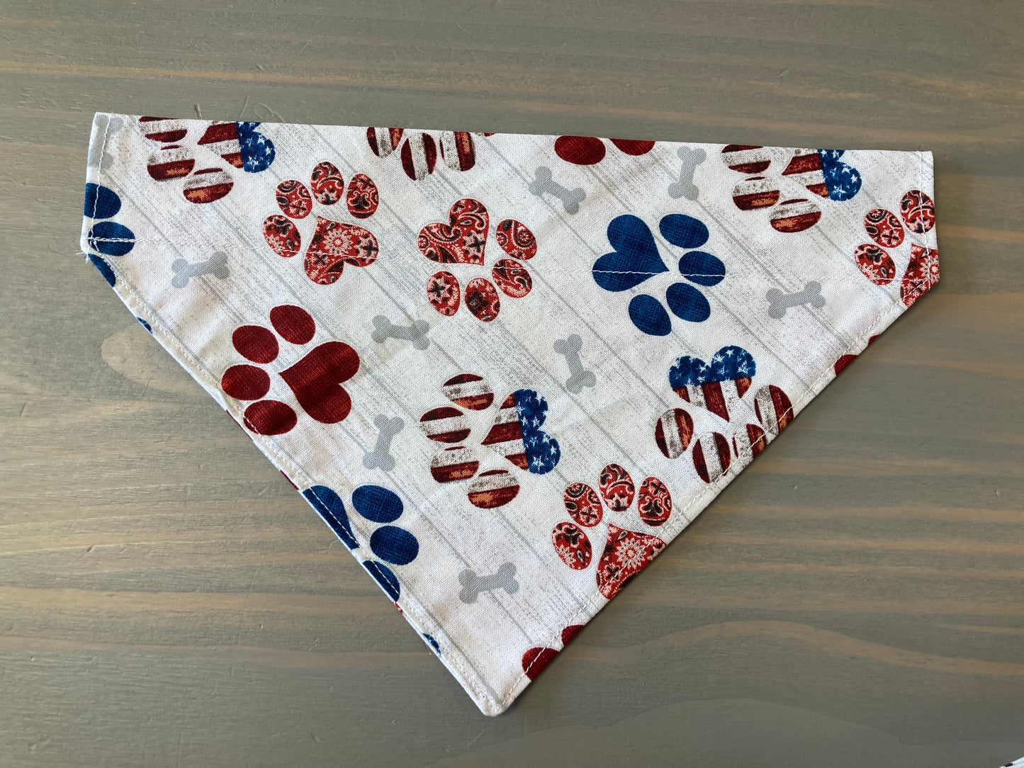 Dog Scarf - Thru the Collar Pet Neck Scarf - Patriotic Paw Prints
