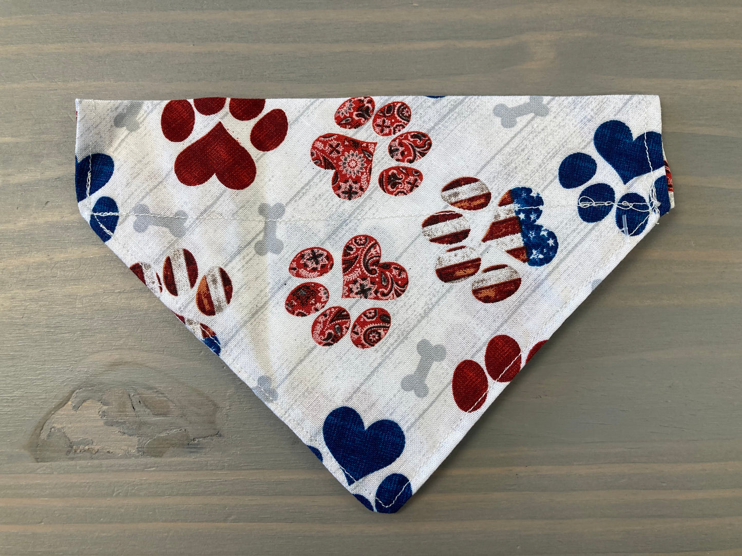 Dog Scarf - Thru the Collar Pet Neck Scarf - Patriotic Paw Prints