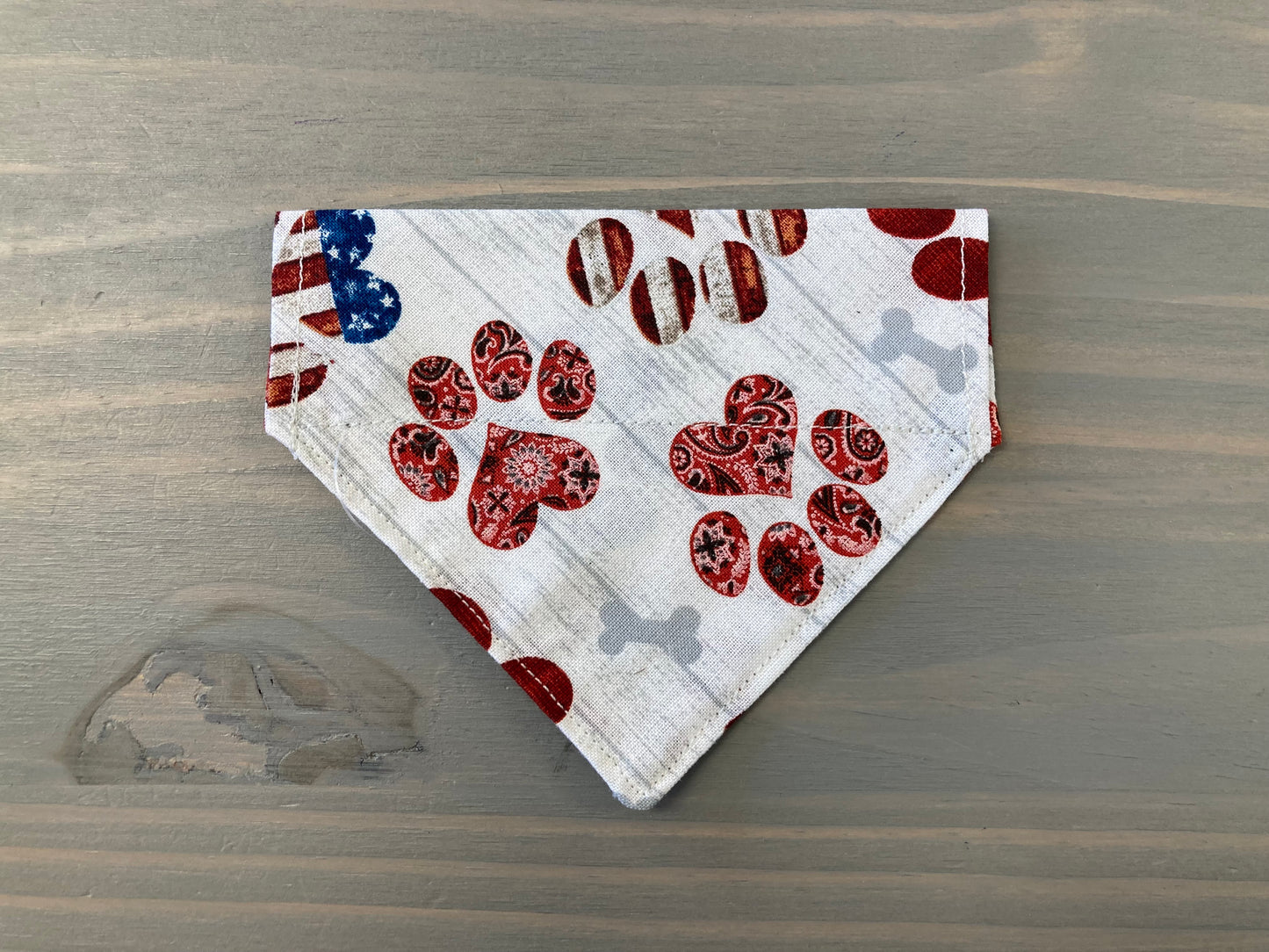 Dog Scarf - Thru the Collar Pet Neck Scarf - Patriotic Paw Prints