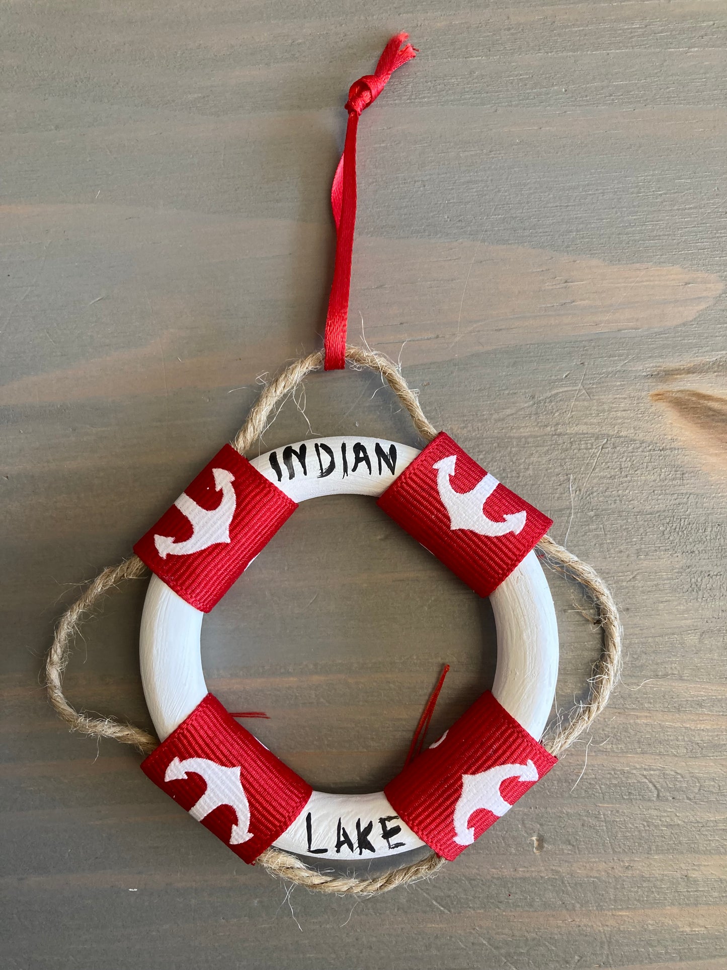 Indian Lake Life Preserver Ring Ornament