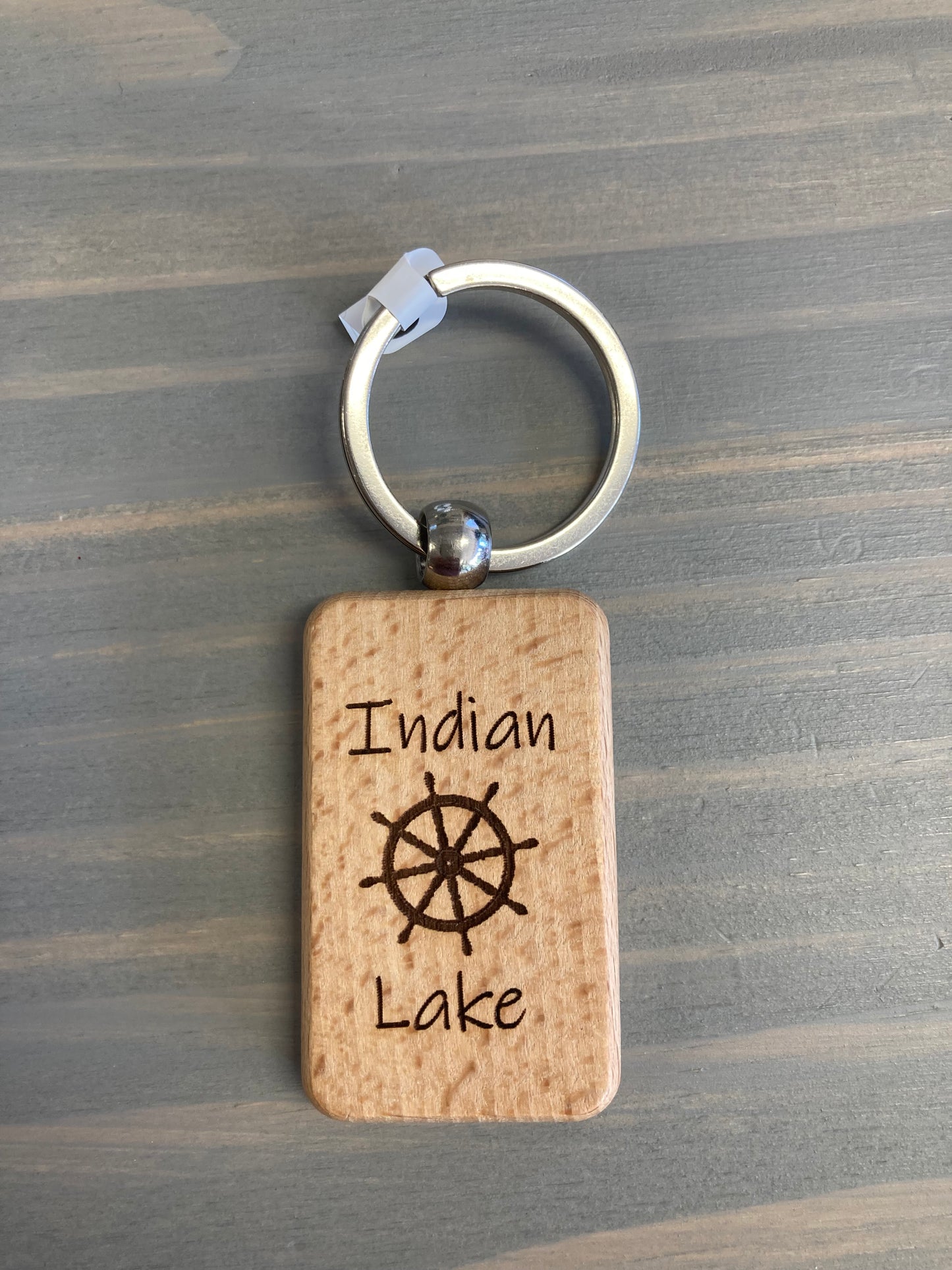 Indian Lake Wood Key Chain