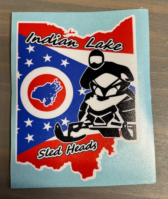 Indian Lake Sled Head Vinyl Decals for Sleds/Trailers
