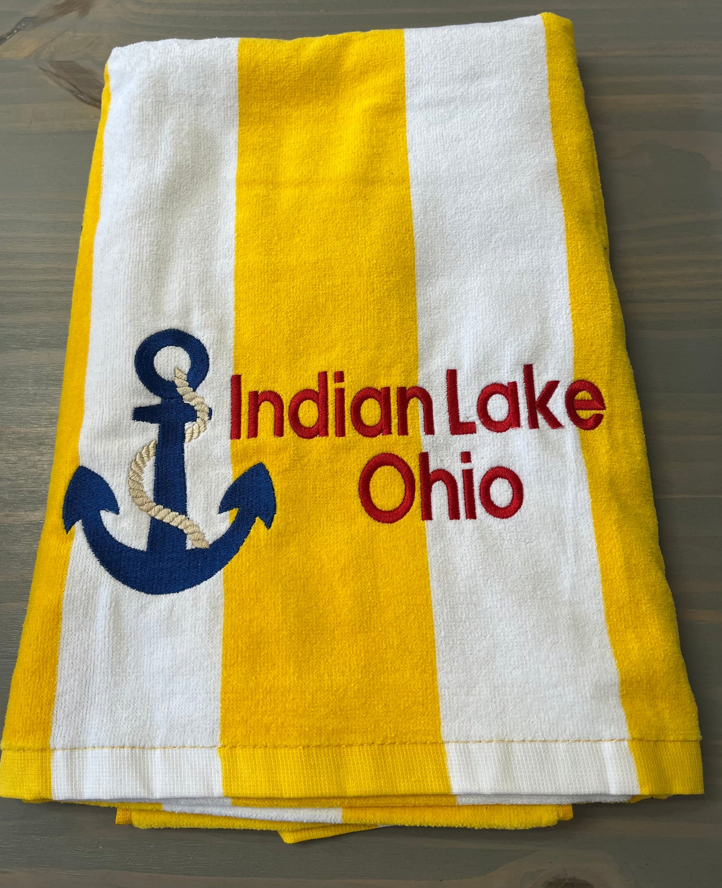 Indian Lake Embroidered Beach Towel