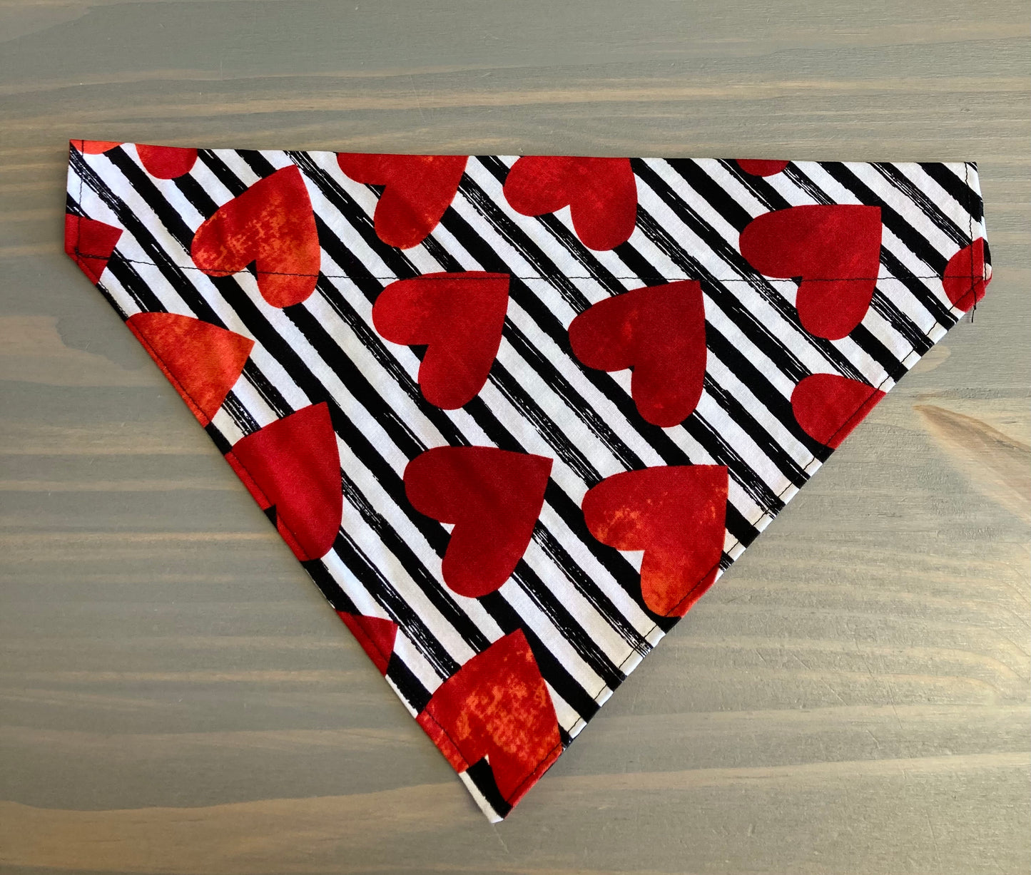 Dog Scarf - Thru the Collar Pet Neck Scarf - Hearts and Stripes