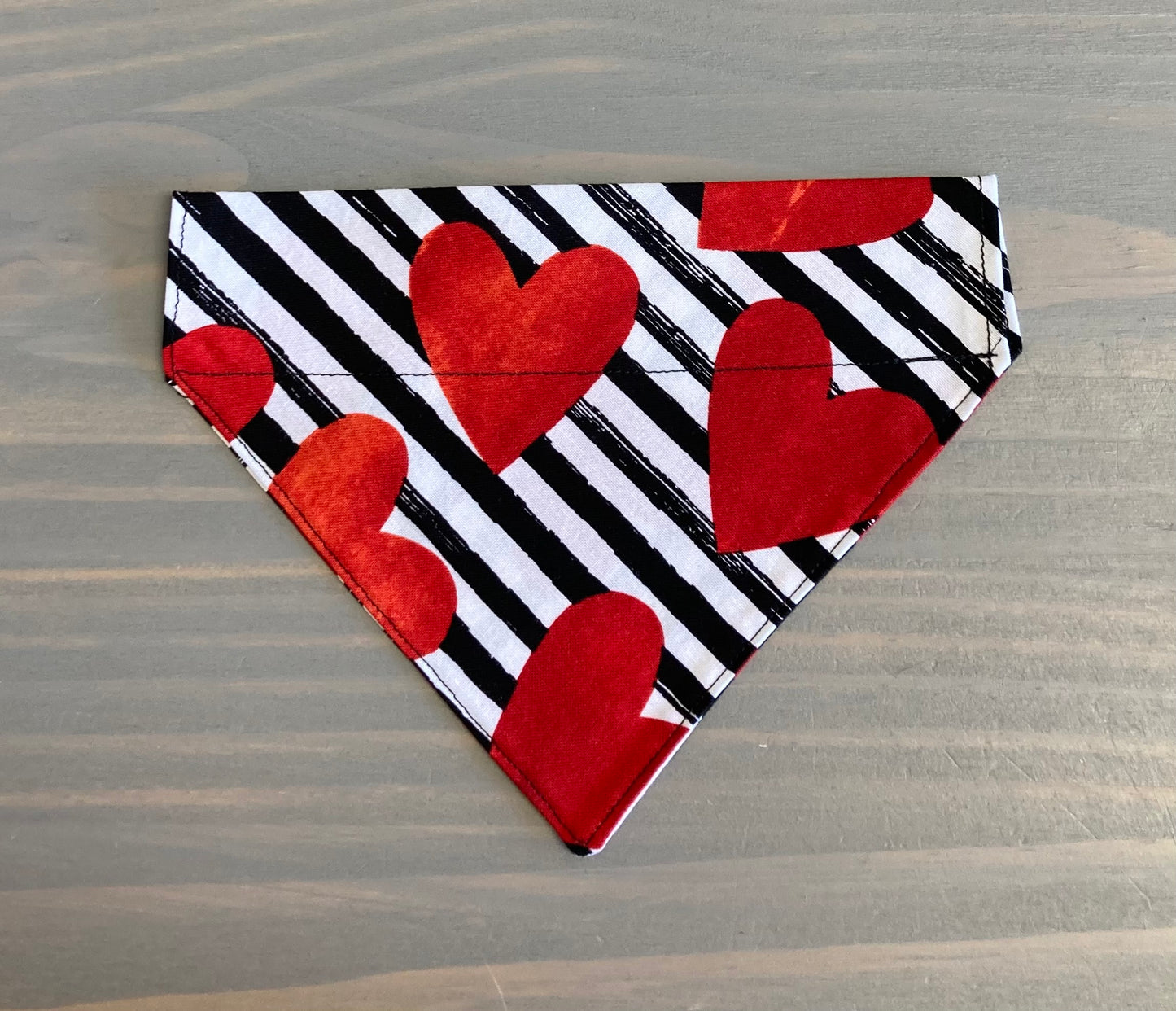 Dog Scarf - Thru the Collar Pet Neck Scarf - Hearts and Stripes