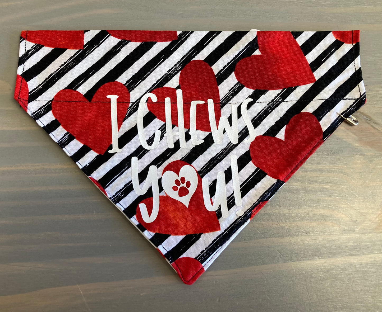 Dog Scarf - Thru the Collar Pet Neck Scarf - I Chews You (stripes)