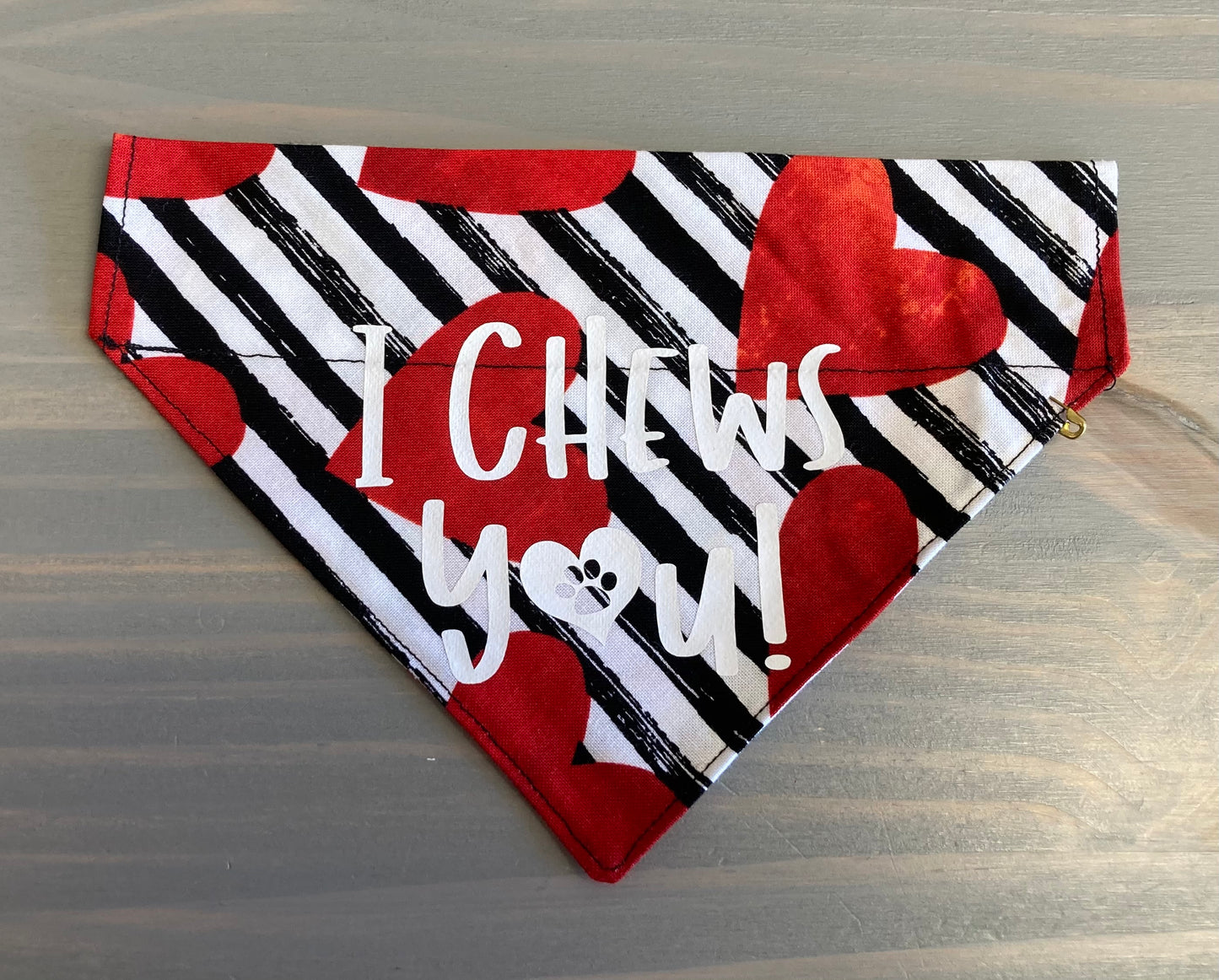 Dog Scarf - Thru the Collar Pet Neck Scarf - I Chews You (stripes)