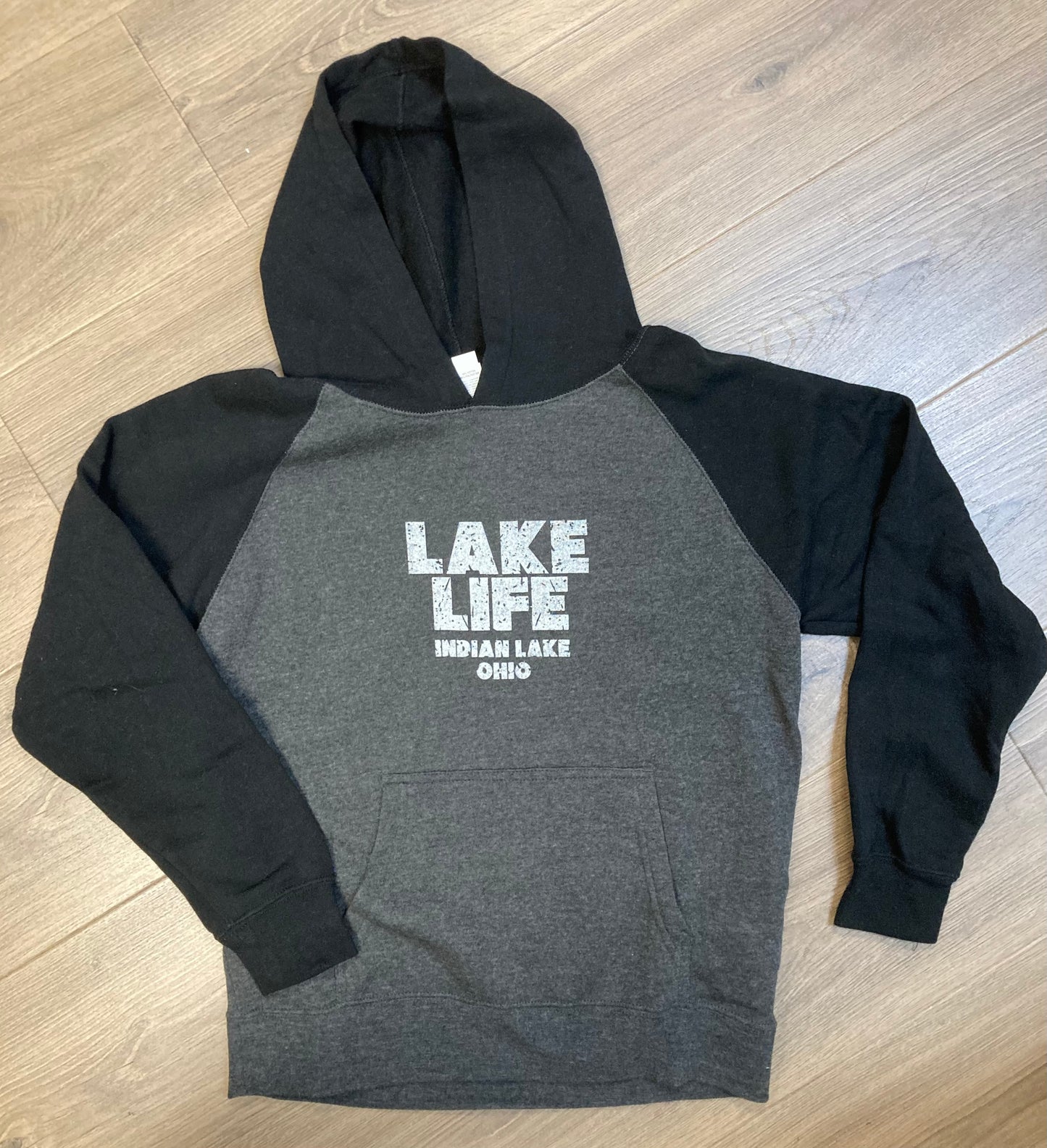 Lake Life Indian Lake Ohio Raglan Youth Hoodie