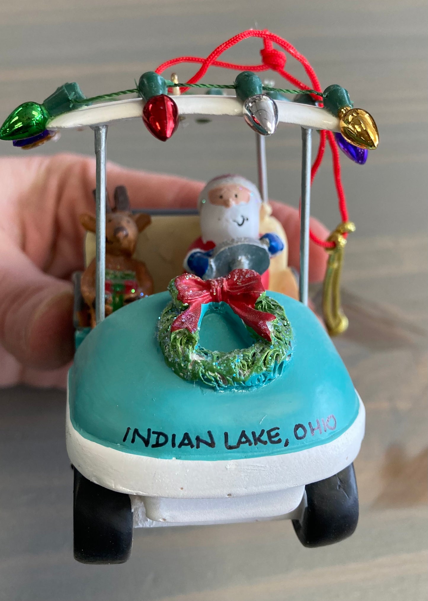Santa in Golf Cart- Resin Ornament