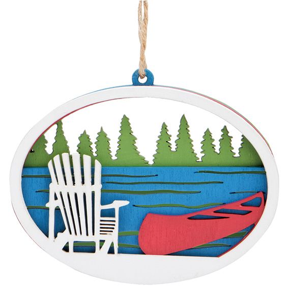 Indian Lake Laser Cut Wood Ornament - Lake Scene