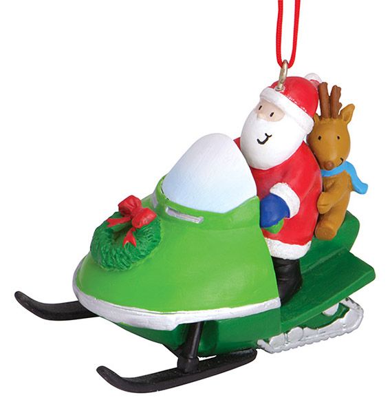 Santa on Snowmobile - Resin Ornament