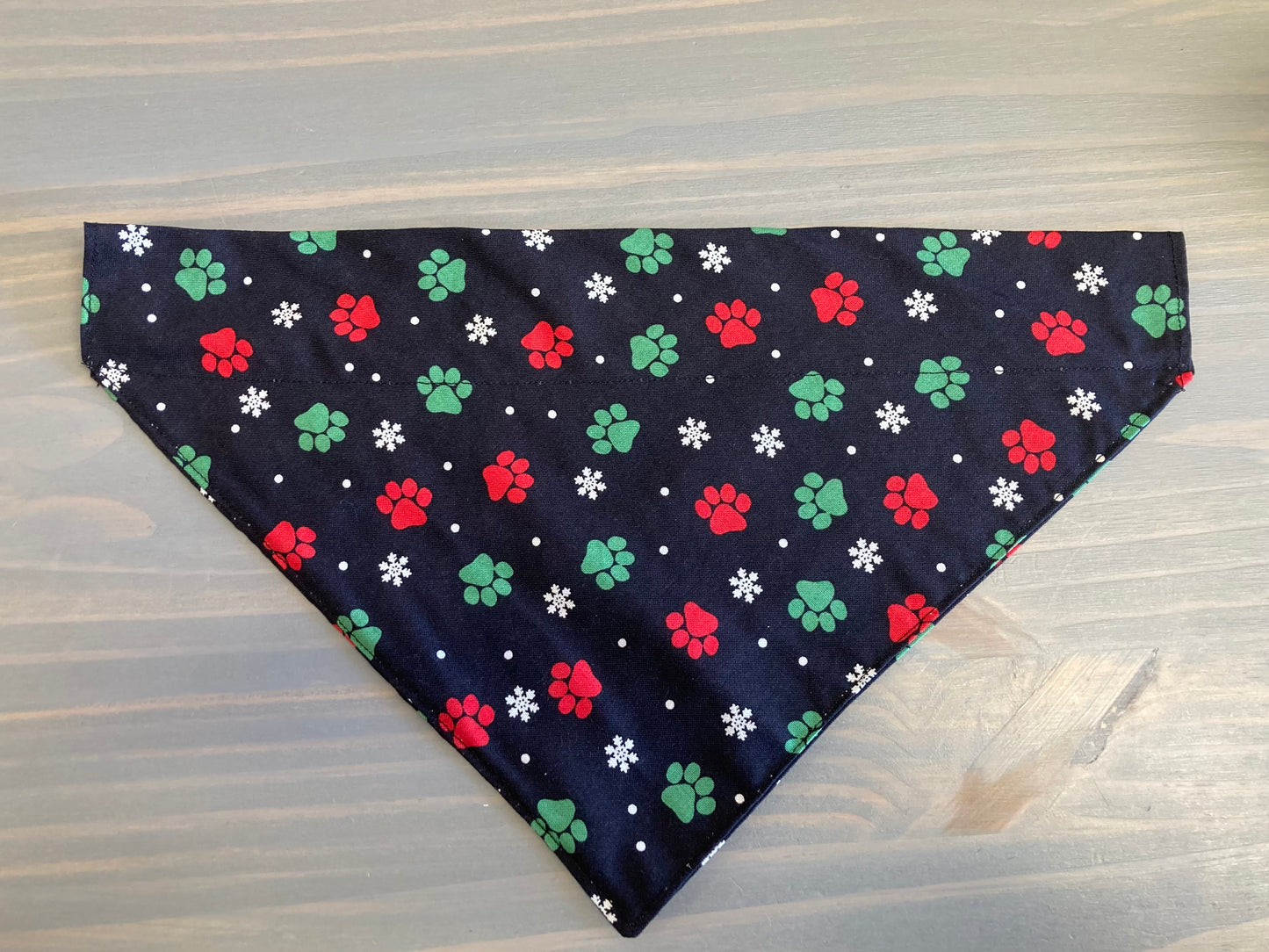 Dog Scarf - Thru the Collar Pet Neck Scarf - Snowflakes and Paw Prints