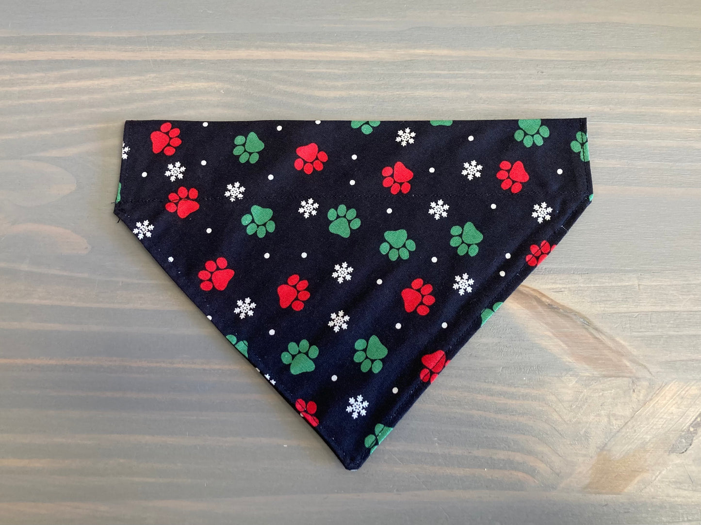 Dog Scarf - Thru the Collar Pet Neck Scarf - Snowflakes and Paw Prints