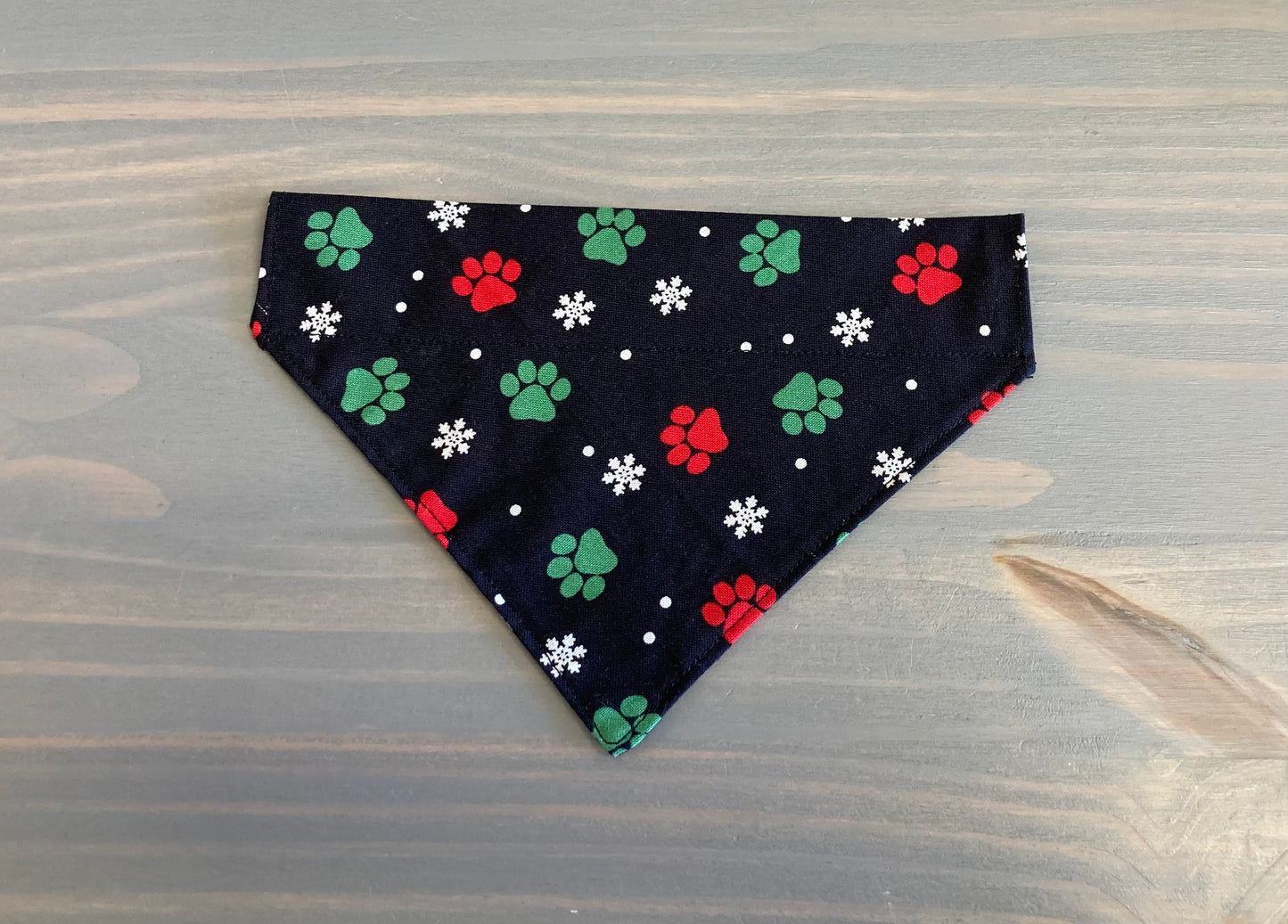 Dog Scarf - Thru the Collar Pet Neck Scarf - Snowflakes and Paw Prints