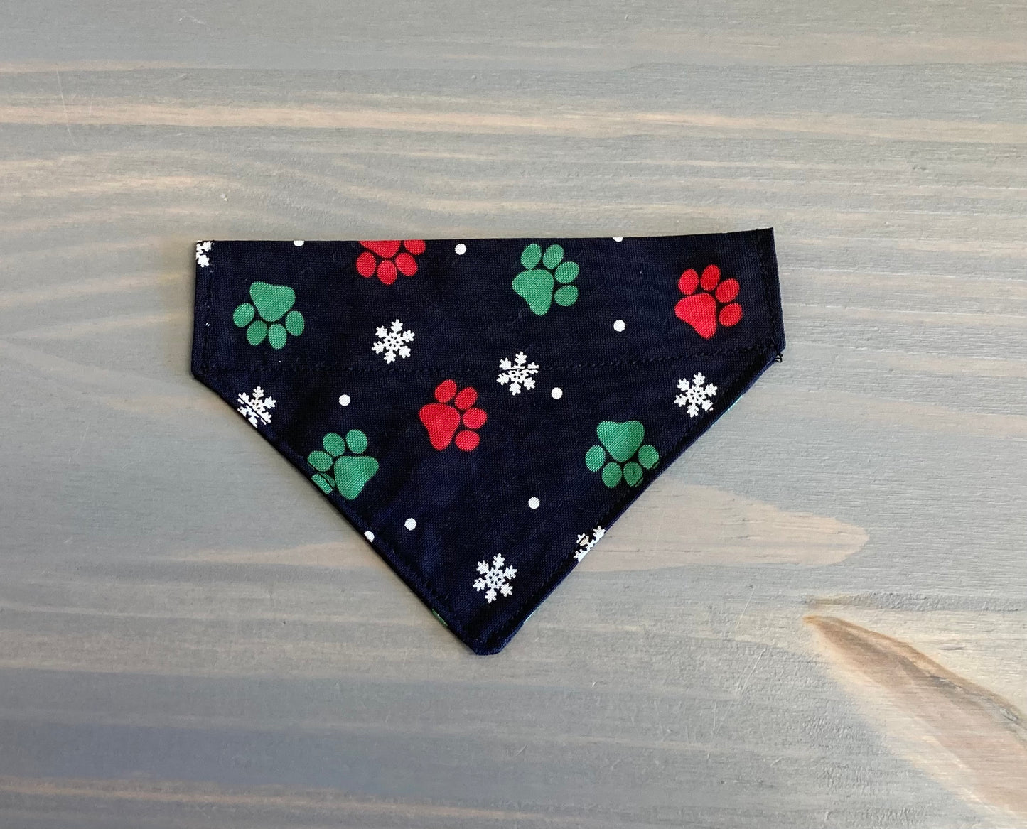Dog Scarf - Thru the Collar Pet Neck Scarf - Snowflakes and Paw Prints