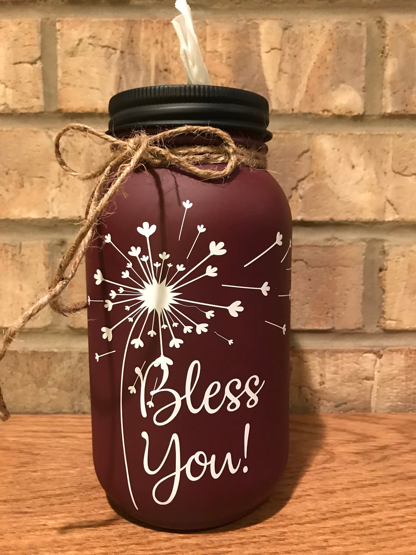 Mason Jar Tissue Holder Bless You Dandelion