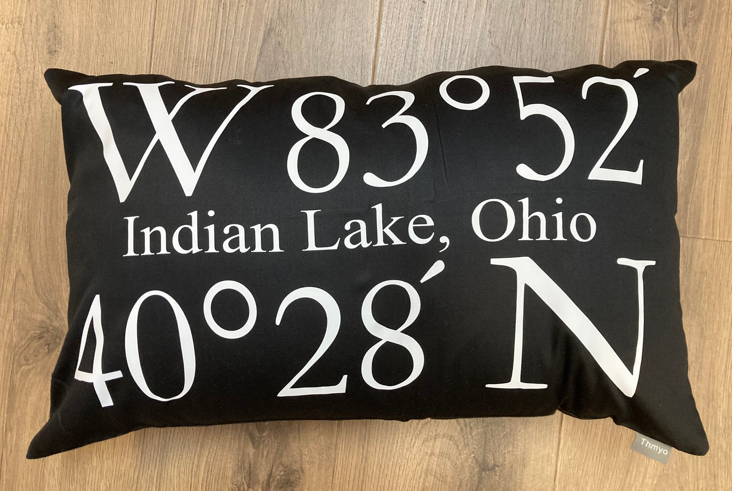 Indian Lake Coordinates Pillow 12x20