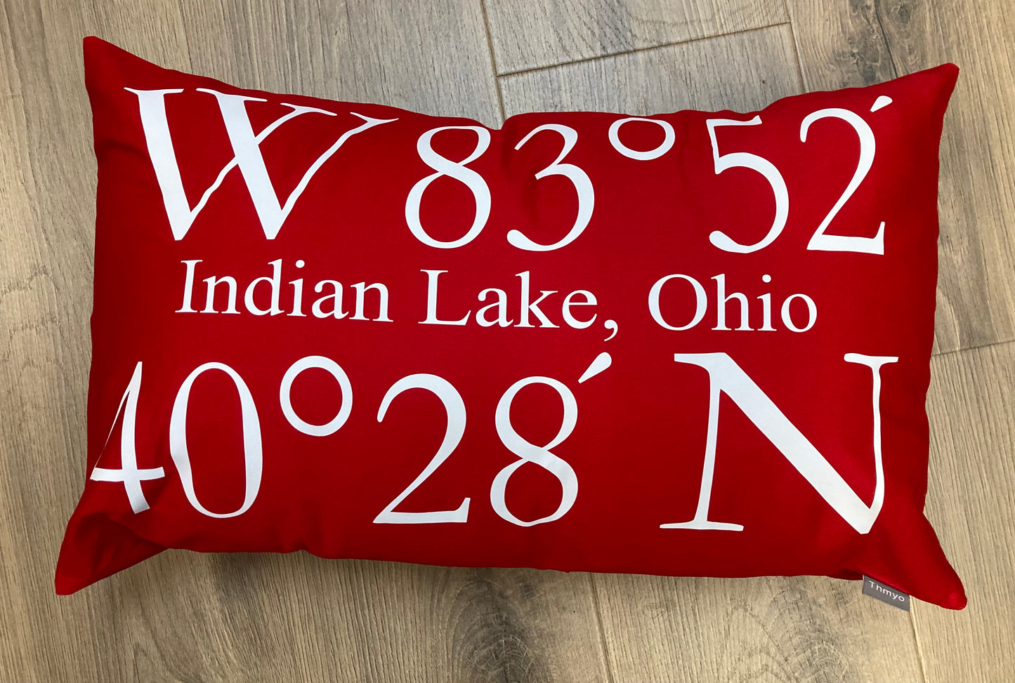 Indian Lake Coordinates Pillow 12x20