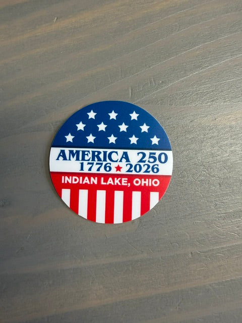 Souvenir Sticker - America 250 Circle Flag Indian Lake