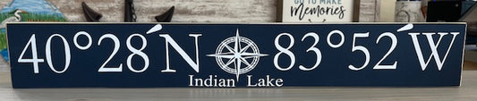 Indian Lake Compass Nautical Wood Board