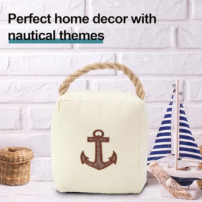 Interior Doorstop Heavy Duty Soft Door Stopper with Handle and Nautical Anchor